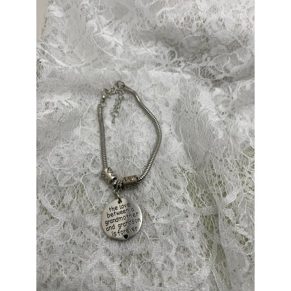 Grandmother / Grandson Saying Silver Tone Snake Chain Bracelet - Picture 3 of 7
